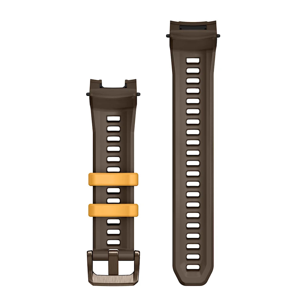 22 mm armband (Instinct® 3 - 45 mm/Instinct Crossover AMOLED), Cocoa silikon med metallspänne – Garmin