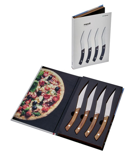 NAPOLI Pizza- och steakknivset 4 st. ljusa handtag - Legnoart