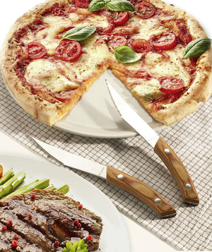NAPOLI Pizza- och steakknivset 4 st. ljusa handtag - Legnoart