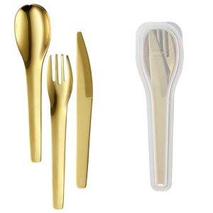 Bestickset To-Go rostfritt stål/guld med förvaringsbox - Lurch