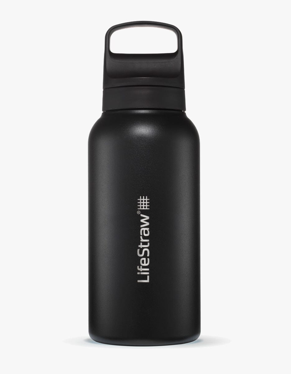 Go 2.0 Stainless Steel Water Filter Bottle Svart / 1 L - LifeStraw