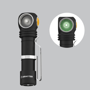 Wizard C2 WG Magnet USB / Vit & Grön / 1100 lm & 400 lm / TIR 70°:120° / 1x18650 (inkl.) - Armytek