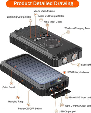 Powerbank 30.000 mAh med solcell - Ignition