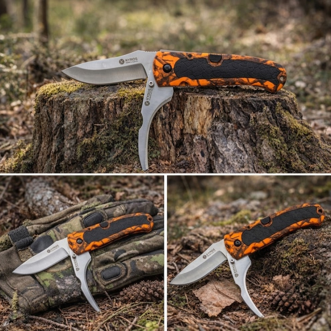 Orange camo kniv 2 blad – HuntElite