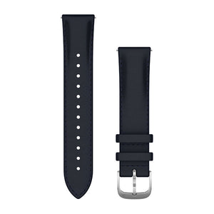 Quick Release-Remmar (20 mm) Navy Italienskt Läder Silverfärgad Hårdvara – Garmin