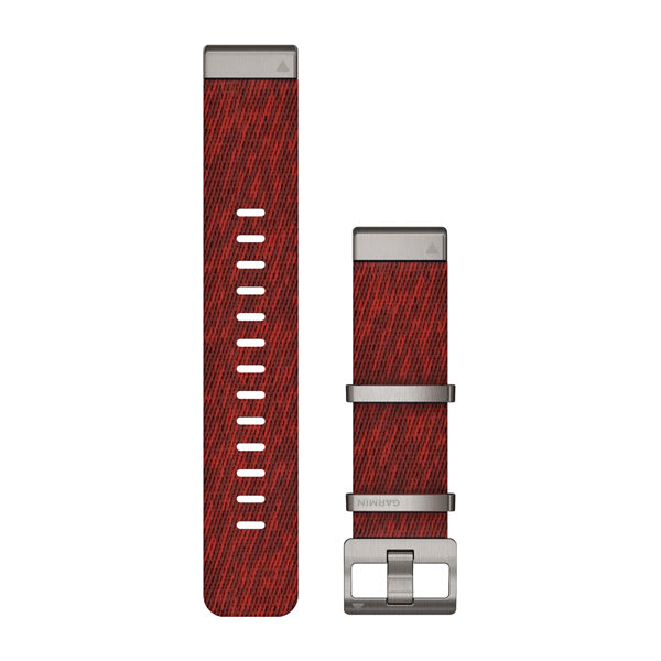 QuickFit® 22 klockarmband, Jacquardvävt Nylonarmband – Röd – Garmin