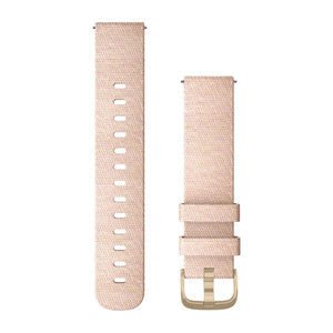 Quick Release-Remmar (20 mm), Blush Pink Vävd Nylon, Ljusguld Hårdvara – Garmin