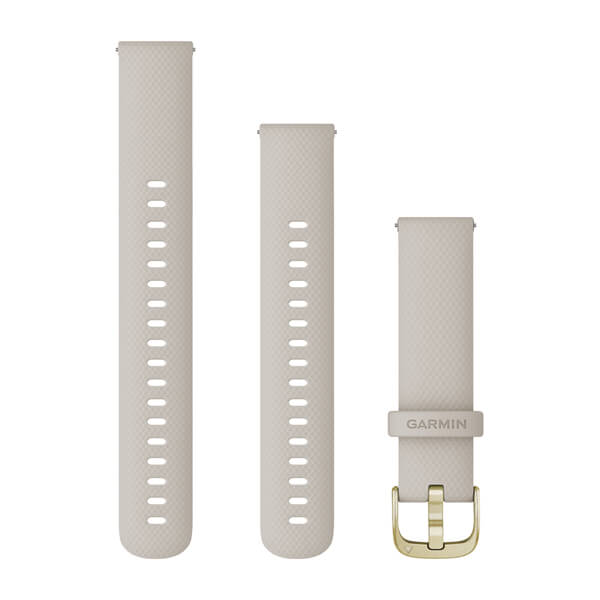 Snabbfäste Armband (18 mm), Ljus Sand Silikon, Ljus Guld Hårdvara – Garmin