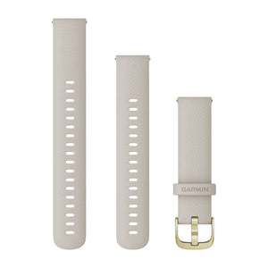 Snabbfäste Armband (18 mm), Ljus Sand Silikon, Ljus Guld Hårdvara – Garmin