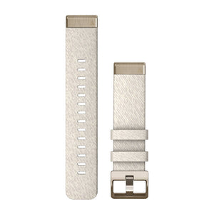 QuickFit® 20 klockarmband, Krämmelerad nylon, Cream Gold hårdvara – Garmin