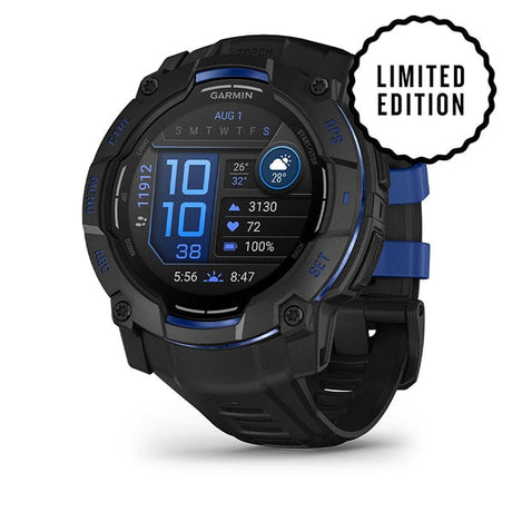 Instinct® 3 – 50 mm, AMOLED, Sort med sort/Bolt Blue rem 1