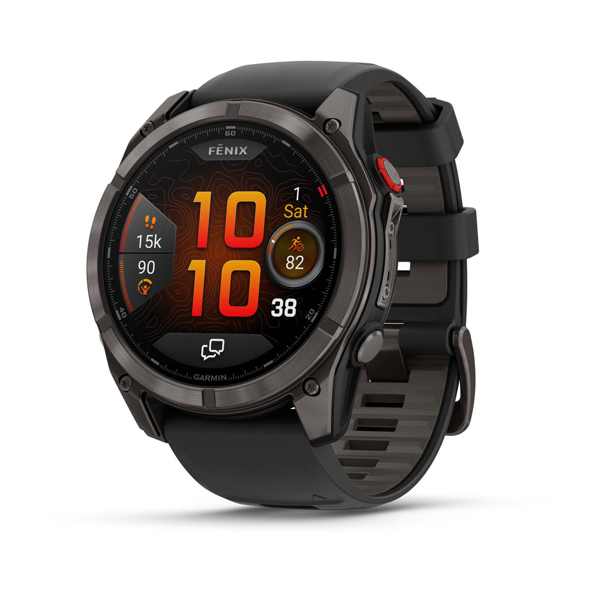 fēnix® 8 Pro – 51 mm, AMOLED, Sapphire, Carbon Grey DLC-titanium med Svart/Pebble Grey silikonarmband – Garmin