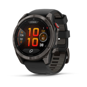 fēnix® 8 Pro – 51 mm, AMOLED, Sapphire, Carbon Grey DLC-titanium med Svart/Pebble Grey silikonarmband – Garmin
