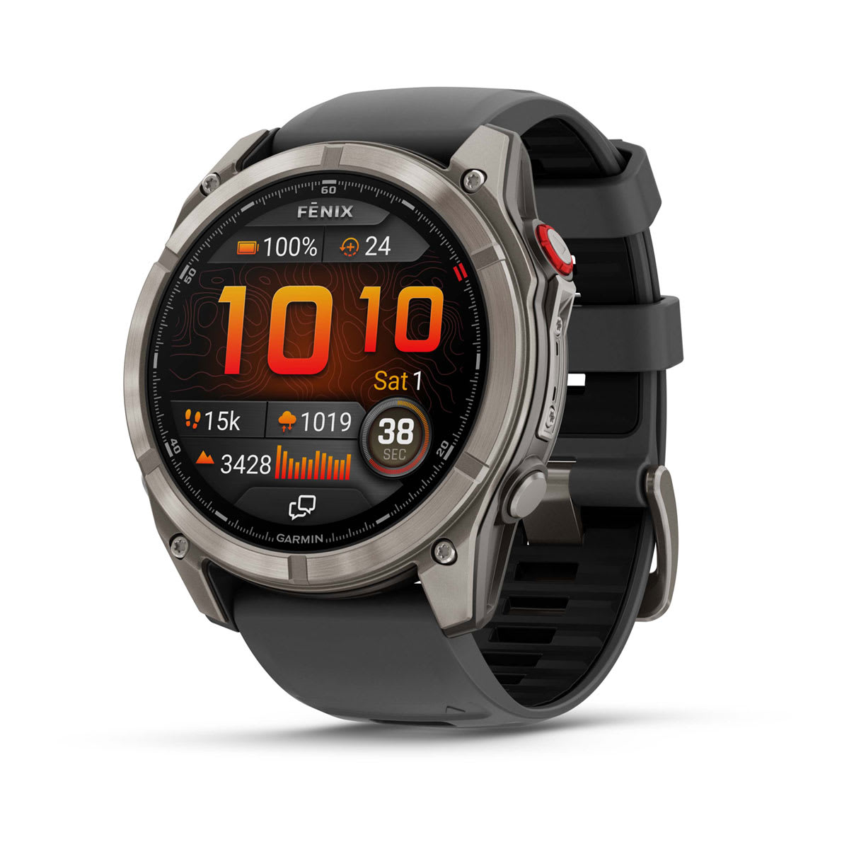 fēnix® 8 Pro – 51 mm, AMOLED, Sapphire, titan med silikonrem i Graphite/Svart – Garmin