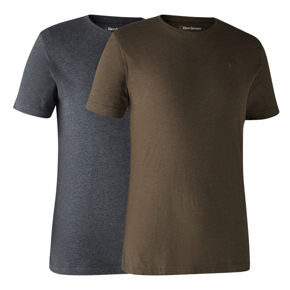 Basis 2-pak T-shirt - Brown Leaf Melange - Deerhunter
