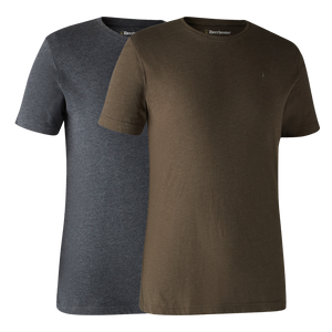 Basis 2-pak T-shirt - Brown Leaf Melange - Deerhunter