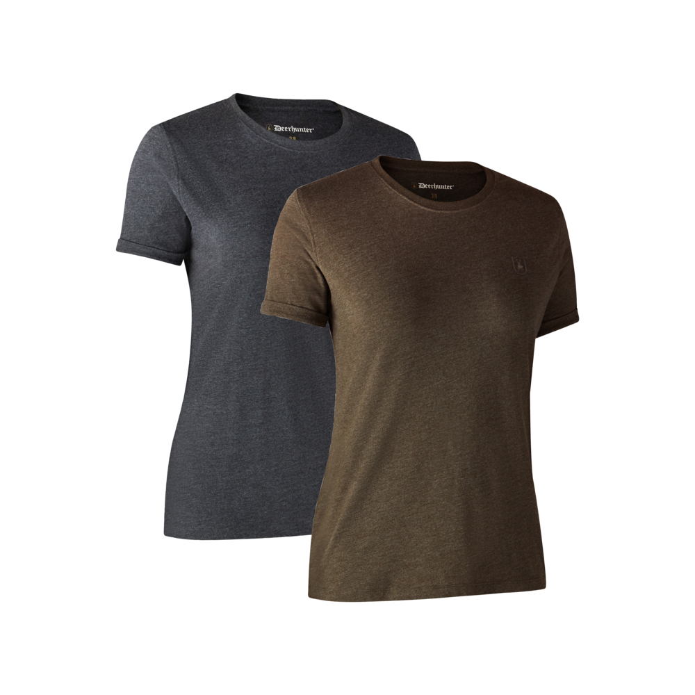 Dam Bas 2-pack T-shirt Brown Leaf Melange - Deerhunter