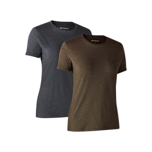 Dam Bas 2-pack T-shirt Brown Leaf Melange - Deerhunter