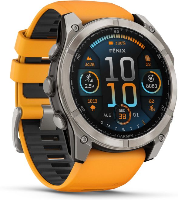 fēnix® 8 – 47 mm, AMOLED, Sapphire, Titanium med Spark Orange/Graphite silikonerem 2