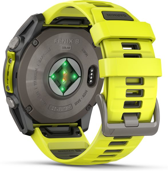 fēnix® 8 – 47 mm, Solar, Sapphire, Titanium med Amp yellow/graphite silikonerem 3