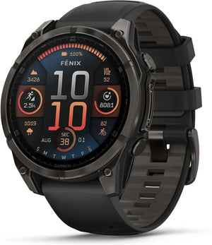 fēnix® 8 – 43 mm, AMOLED, Sapphire, Carbon Grey DLC-titanium med sort/Pebble Grey silikonerem 2