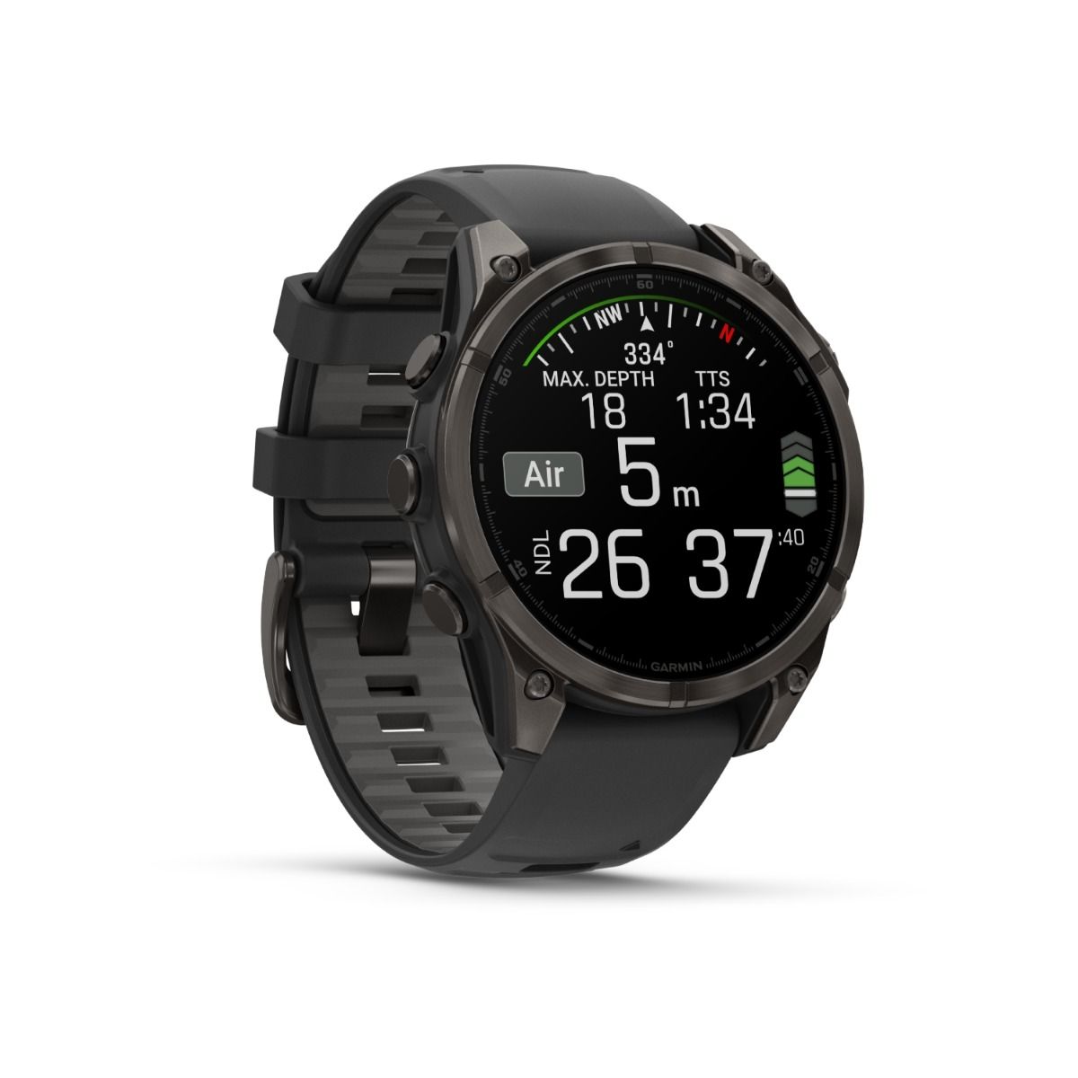 fēnix® 8 – 47 mm, AMOLED, Sapphire, Carbon Grey DLC-titanium med Svart/Pebble Grey silikonarmband – Garmin