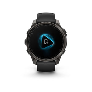 fēnix® 8 – 47 mm, AMOLED, Sapphire, Carbon Grey DLC-titanium med Svart/Pebble Grey silikonarmband – Garmin