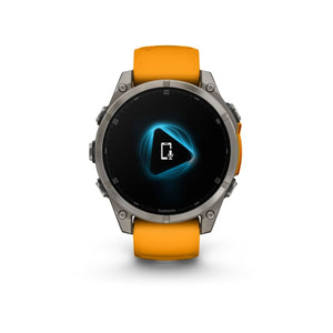fēnix® 8 – 47 mm, AMOLED, Sapphire, Titanium med Spark Orange/Graphite silikonarmband – Garmin