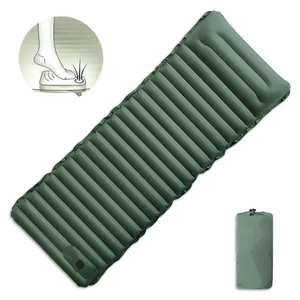 Globuz – Cloud Sovmatta med inbyggd fotpump, 195 × 70 × 10 cm, Green/Grey