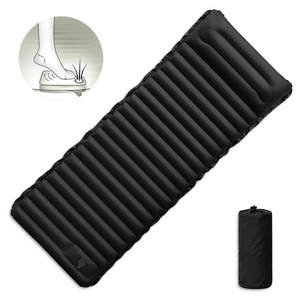 Globuz – Cloud Liggunderlag med inbyggd fotpump, 195 × 70 × 10 cm, Svart/Grå