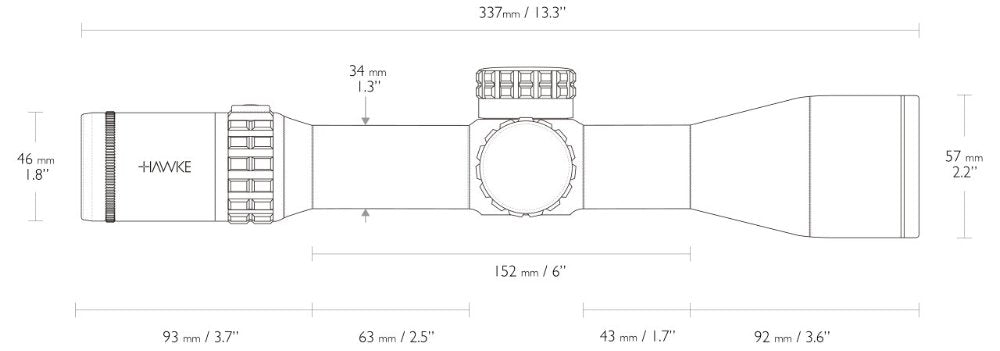 Frontier 34 FFP - 3-18x50 FFP Mil Pro Ext. (18x) – Hawke