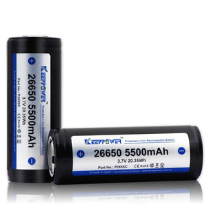 26650 KeepPower 5500mAh Protected Li-Ion batteri 3,6V - 2PACK