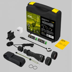 Viking Pro Extended Set / Vit / Fullt utrustat set för taktiska uppgifter: ficklampa, två 18650 Li-Ion-batterier, magnetisk USB-laddare, magnetfäste, magnetisk fjärrströmbrytare, två färgfilter - Armytek