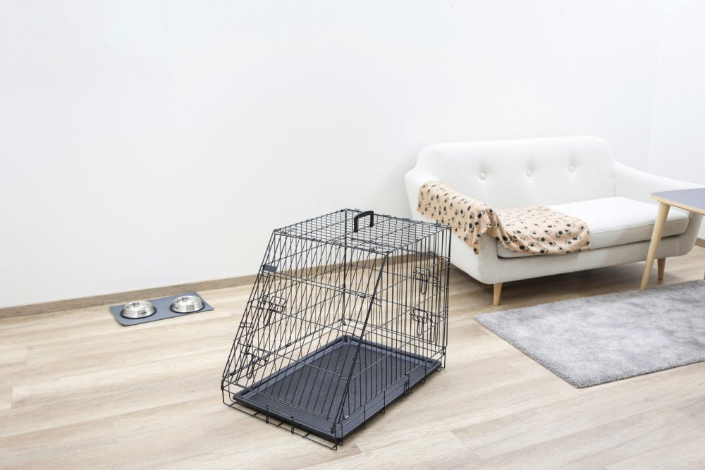 Hundbur i stål, hopfällbar, sned – 76x54x64cm – Kerbl