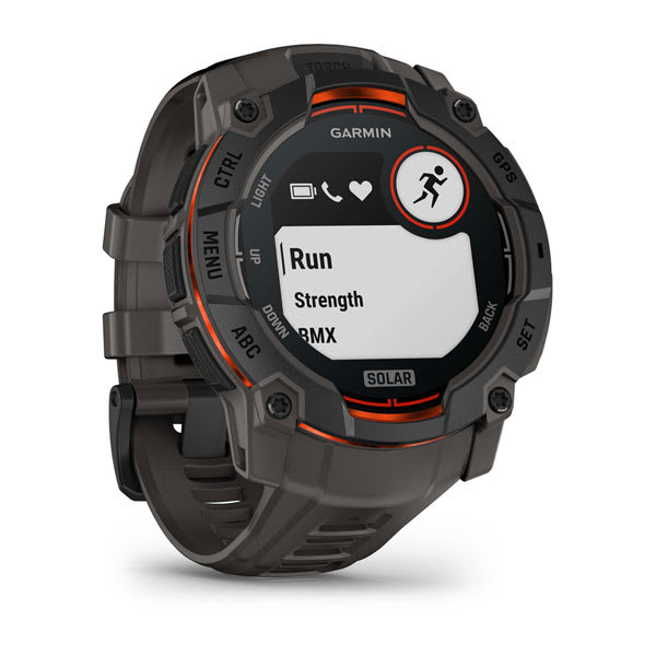 Instinct® 3 – 50 mm, Solar, Svart med Charcoal Rem – Garmin