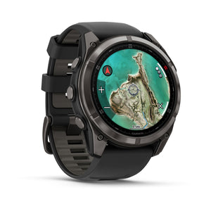 fēnix® 8 Pro – 51 mm, MicroLED, Sapphire, Carbon Grey DLC-titanium med Svart/Pebble Grey silikonarmband – Garmin