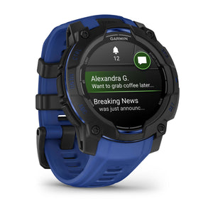 Instinct® 3 – 45 mm, AMOLED, Svart med Bolt Blue/Svart rem – Garmin