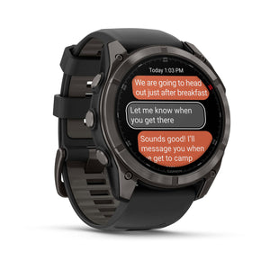 fēnix® 8 Pro – 51 mm, AMOLED, Sapphire, Carbon Grey DLC-titanium med Svart/Pebble Grey silikonarmband – Garmin
