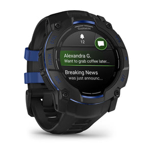 Instinct® 3 – 50 mm, AMOLED, Svart med Svart/Bolt Blue rem – Garmin