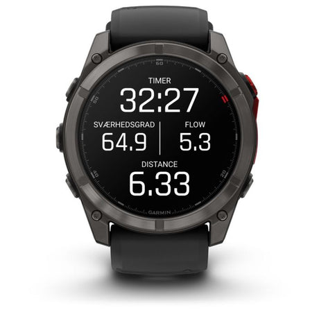 fēnix® 8 Pro – 51 mm, MicroLED, Sapphire, Carbon Grey DLC-titanium med sort/Pebble Grey silikonerem 1