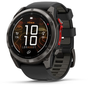 fēnix® 8 Pro – 51 mm, MicroLED, Sapphire, Carbon Grey DLC-titanium med sort/Pebble Grey silikonerem 2