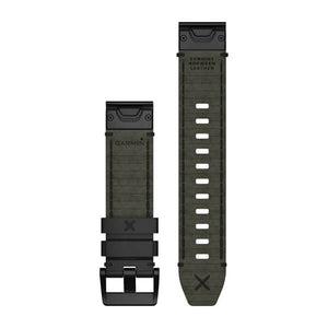 QuickFit® 22 Klockarmband, Äkta Horween® Läderarmband – Svart – Garmin