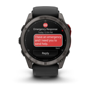 fēnix® 8 Pro – 51 mm, MicroLED, Sapphire, Carbon Grey DLC-titanium med Svart/Pebble Grey silikonarmband – Garmin