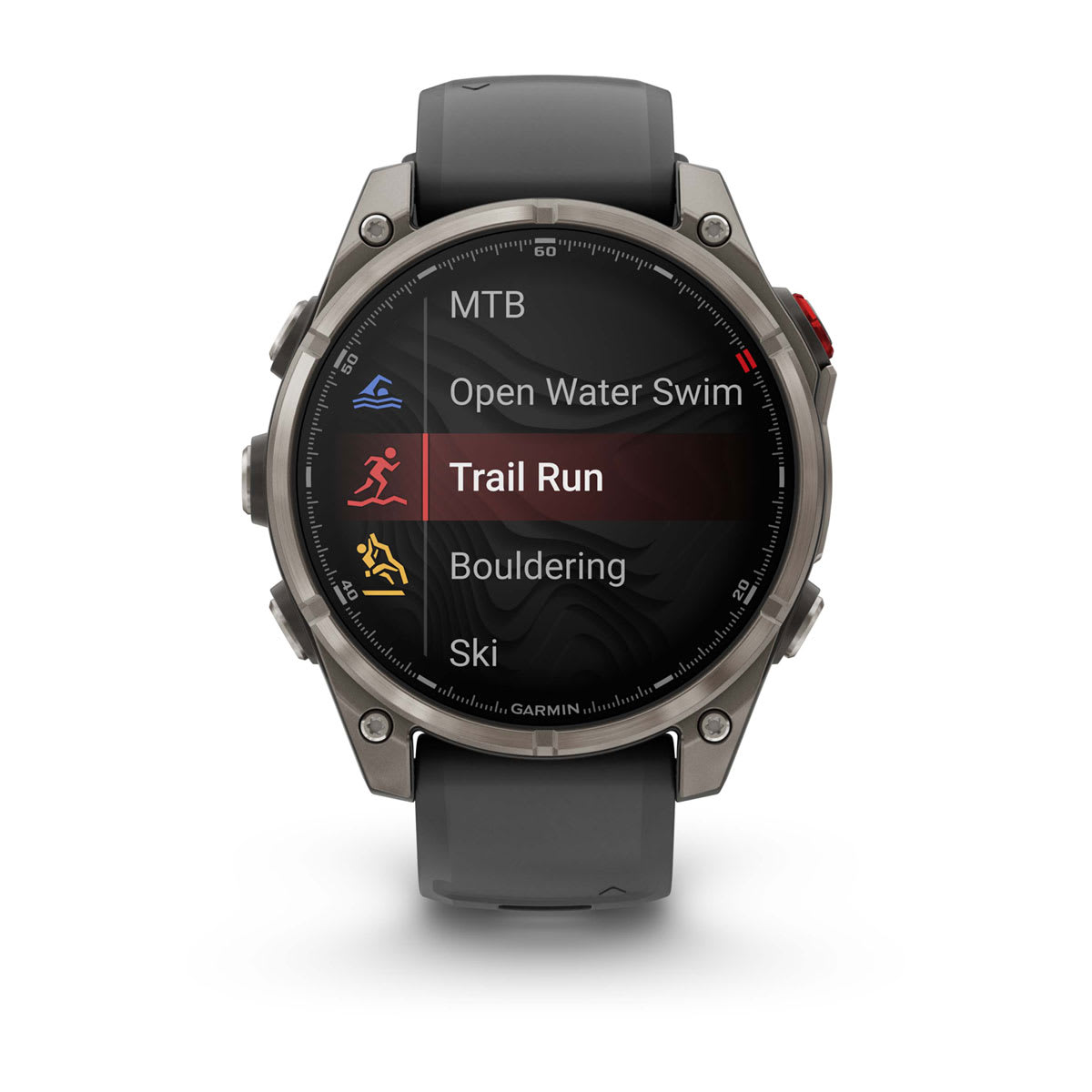 fēnix® 8 Pro – 47 mm, AMOLED, Sapphire, titan med silikonarmband i Graphite/Svart – Garmin