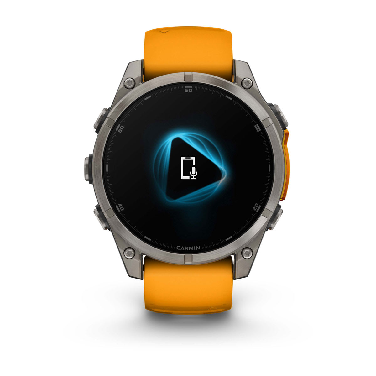 fēnix® 8 – 47 mm, AMOLED, Sapphire, Titanium med Spark Orange/Graphite silikonarmband – Garmin