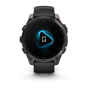 fēnix® 8 – 47 mm, AMOLED, Sapphire, Carbon Grey DLC-titanium med Svart/Pebble Grey silikonarmband – Garmin