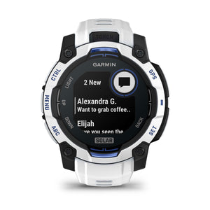 Instinct® 3 – 45 mm, Solar, Whitestone med Whitestone/Bolt Blue rem – Garmin