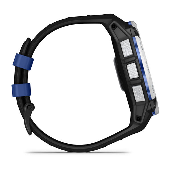 Instinct® 3 – 50 mm, Solar, Whitestone med Svart/Bolt Blue rem – Garmin