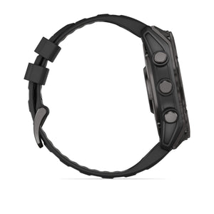 fēnix® 8 – 51 mm, AMOLED, Sapphire, Carbon Grey DLC med Svart/Pebble Grey silikonarmband – Garmin