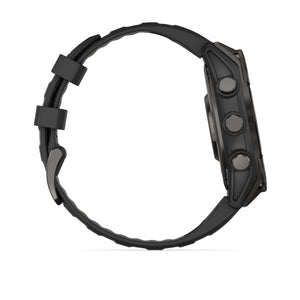 fēnix® 8 – 47 mm, AMOLED, Sapphire, Carbon Grey DLC-titanium med Svart/Pebble Grey silikonarmband – Garmin